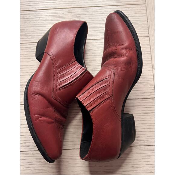 Durango ladies red leather western ankle cowgirl boots. Slip on. Sz 7.5 - Picture 3 of 8